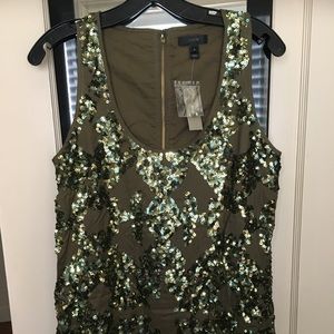 J Crew Green Sequin Holiday Party Dress